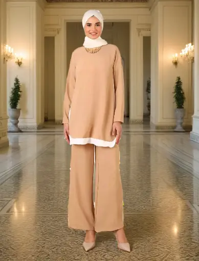 Ladies Tunic Set ,Beige Colore
